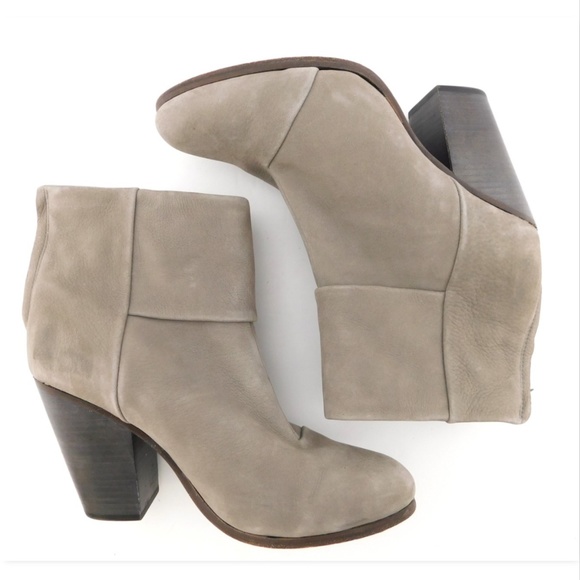 RAG&BONE Light Gray Leather Cap Toe Block Heel Ankle Boots 40 Newbury - Picture 4 of 8